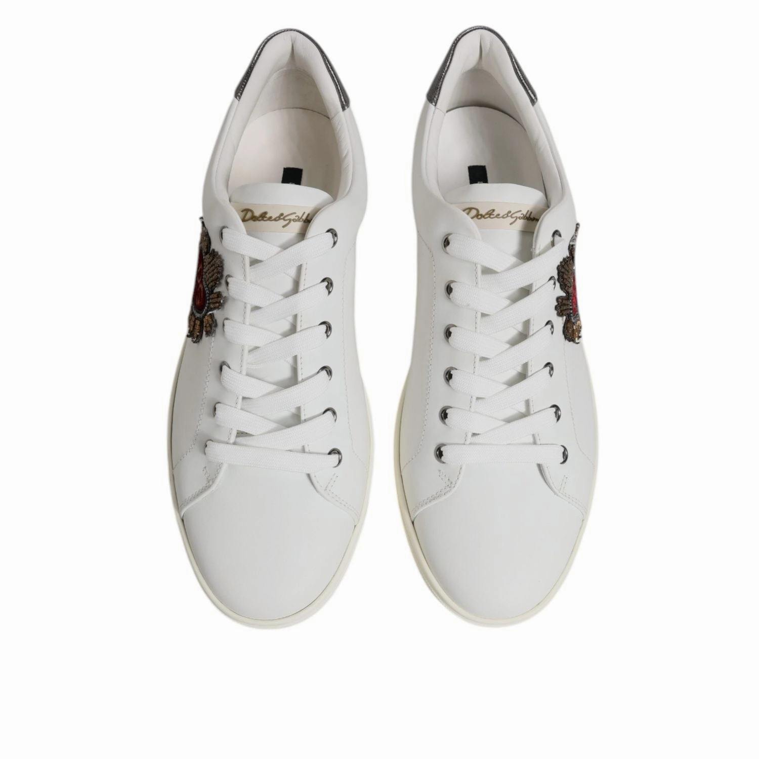 Sneakers Made In Usa Dolce & Gabbana White Silver Sacred Heart Men Sneakers Shoes
