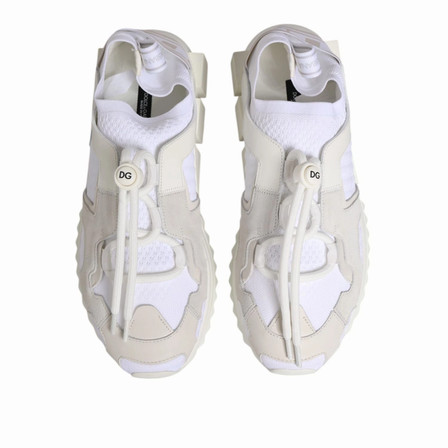 Dolce & Gabbana White Sorrento Low Top Lace Up Sneakers Shoes Wedged Sneakers