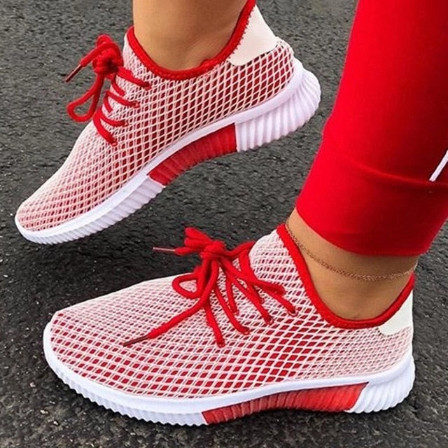 2020 Fashion Vulcanized Shoes Woman Outdoor Lightweight Casual Shoes Breathable Lace Up Sneakers Shoes Women Zapatillas Mujer Flat Glock Trigger Shoe