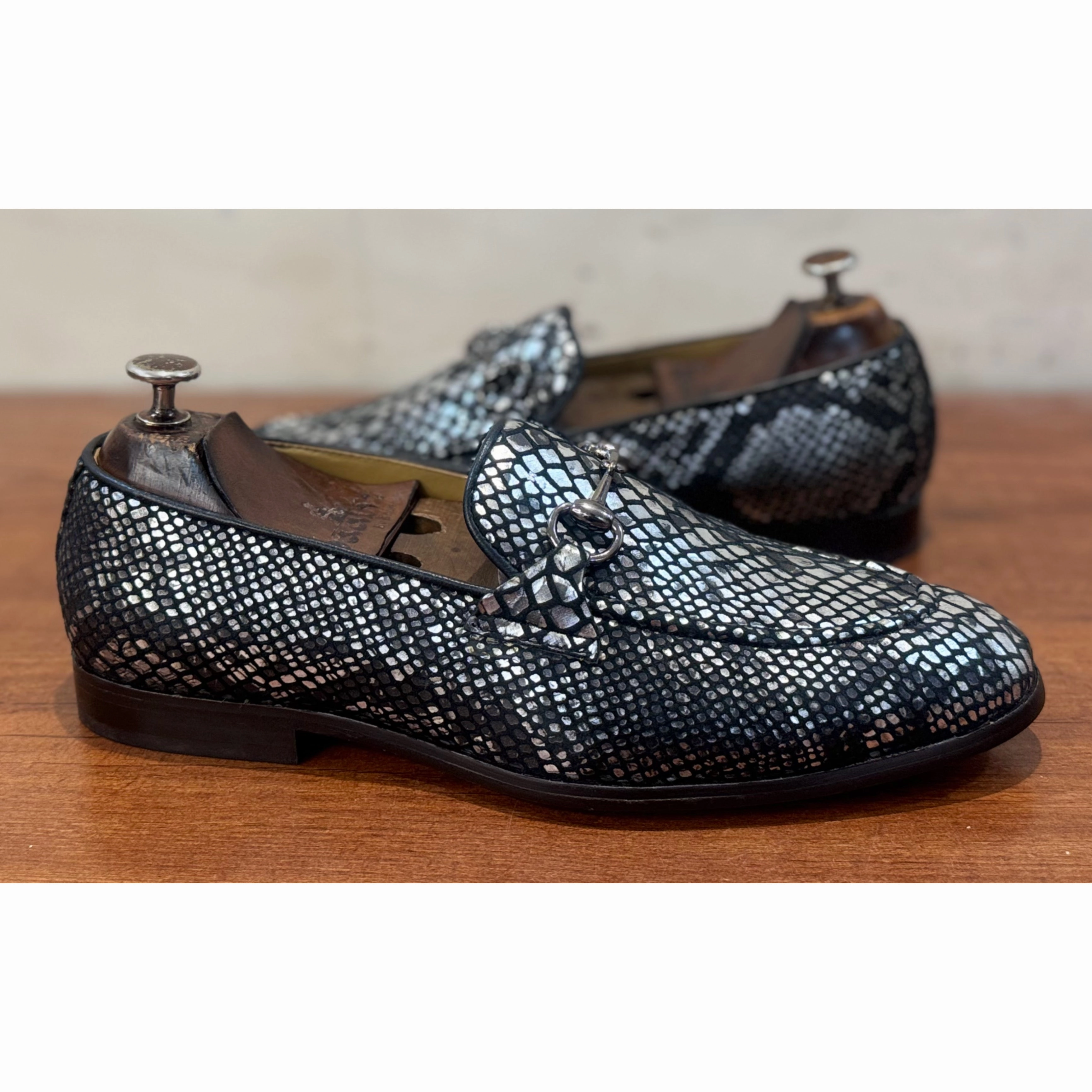 Slip On Shoes Loafers Exotic Snake Foil Loafers
