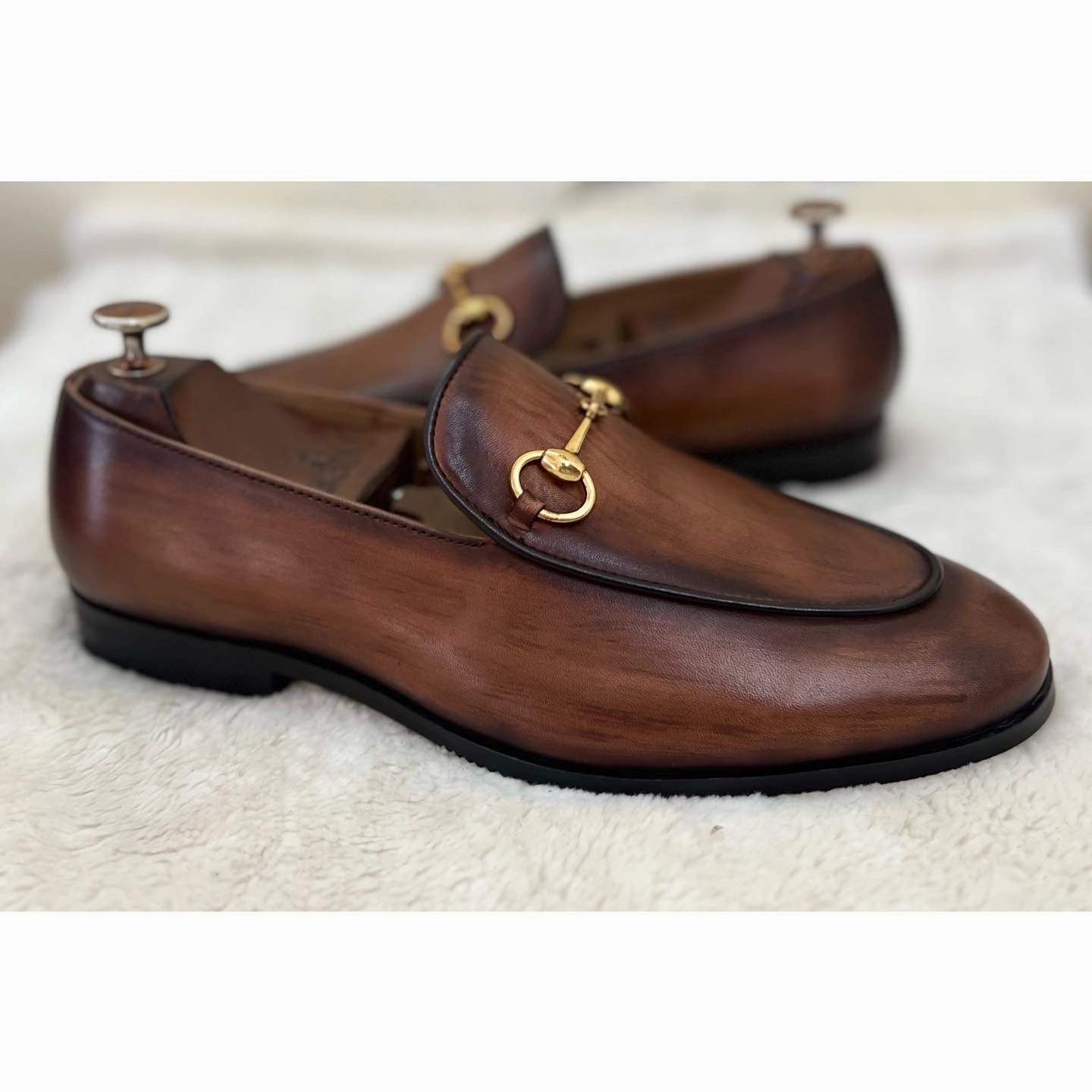 Flattered Bonbon Loafers Horsebit Loafers Wood Finish