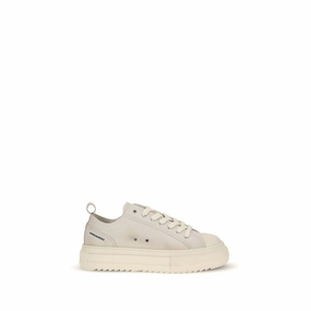 Dsquared Cream Leather Platform Sneakers Large Size Casual Shoes
