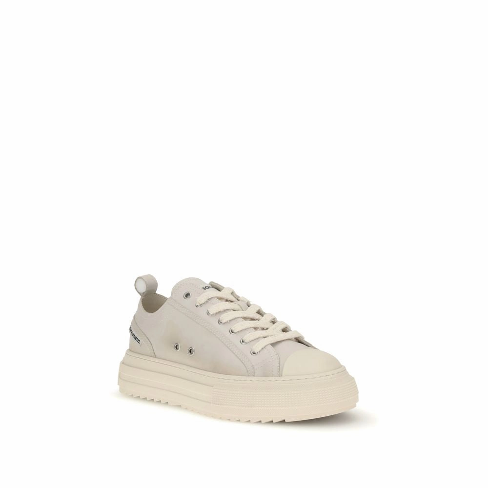 Casual Relaxed Shoes Dsquared Cream Leather Platform Sneakers