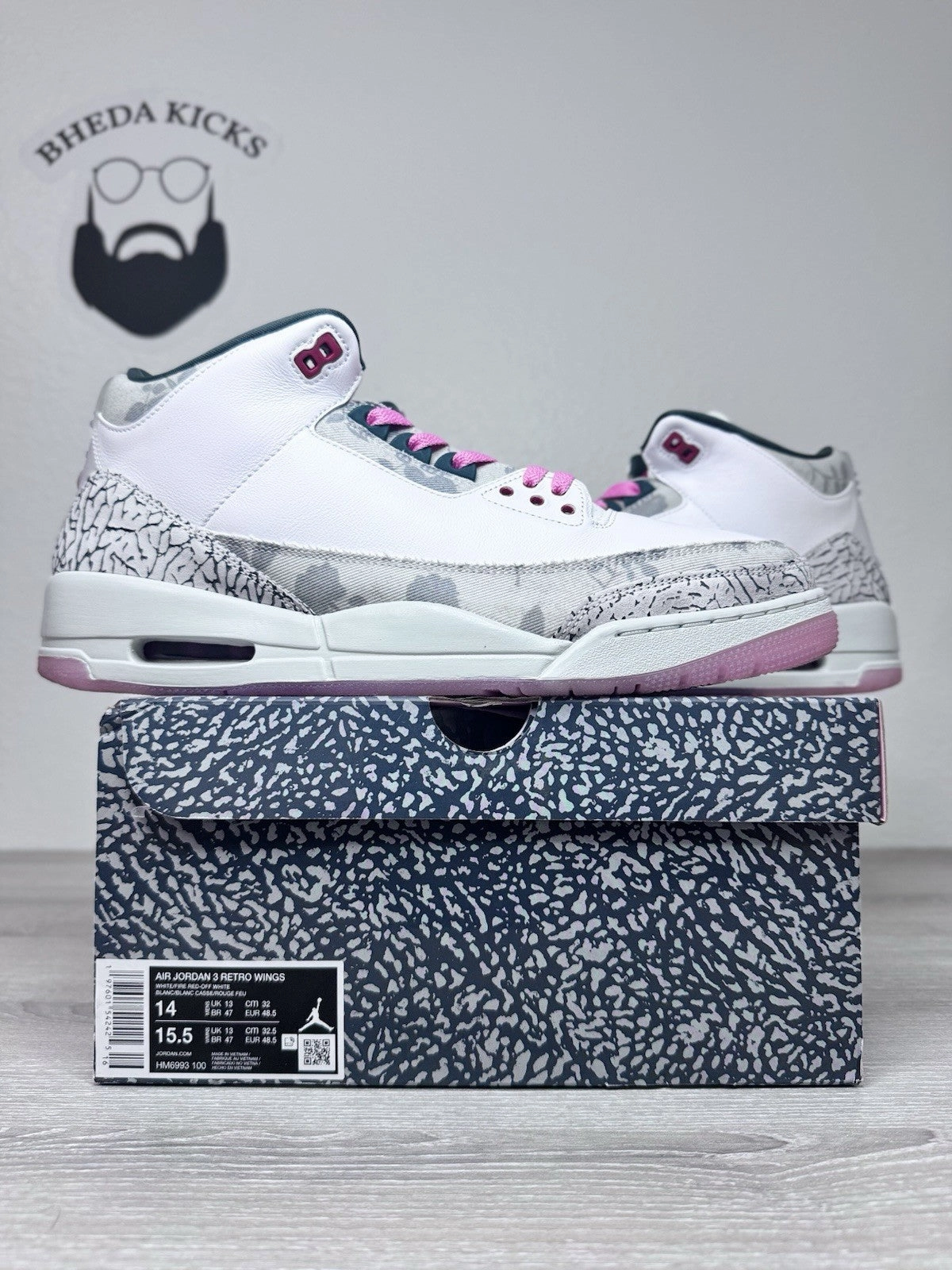 Size 14 - Nike Air Jordan 3 Retro 'Wings' [HM6993-100] Men's Preowned Rare Asics Baseball Shoes