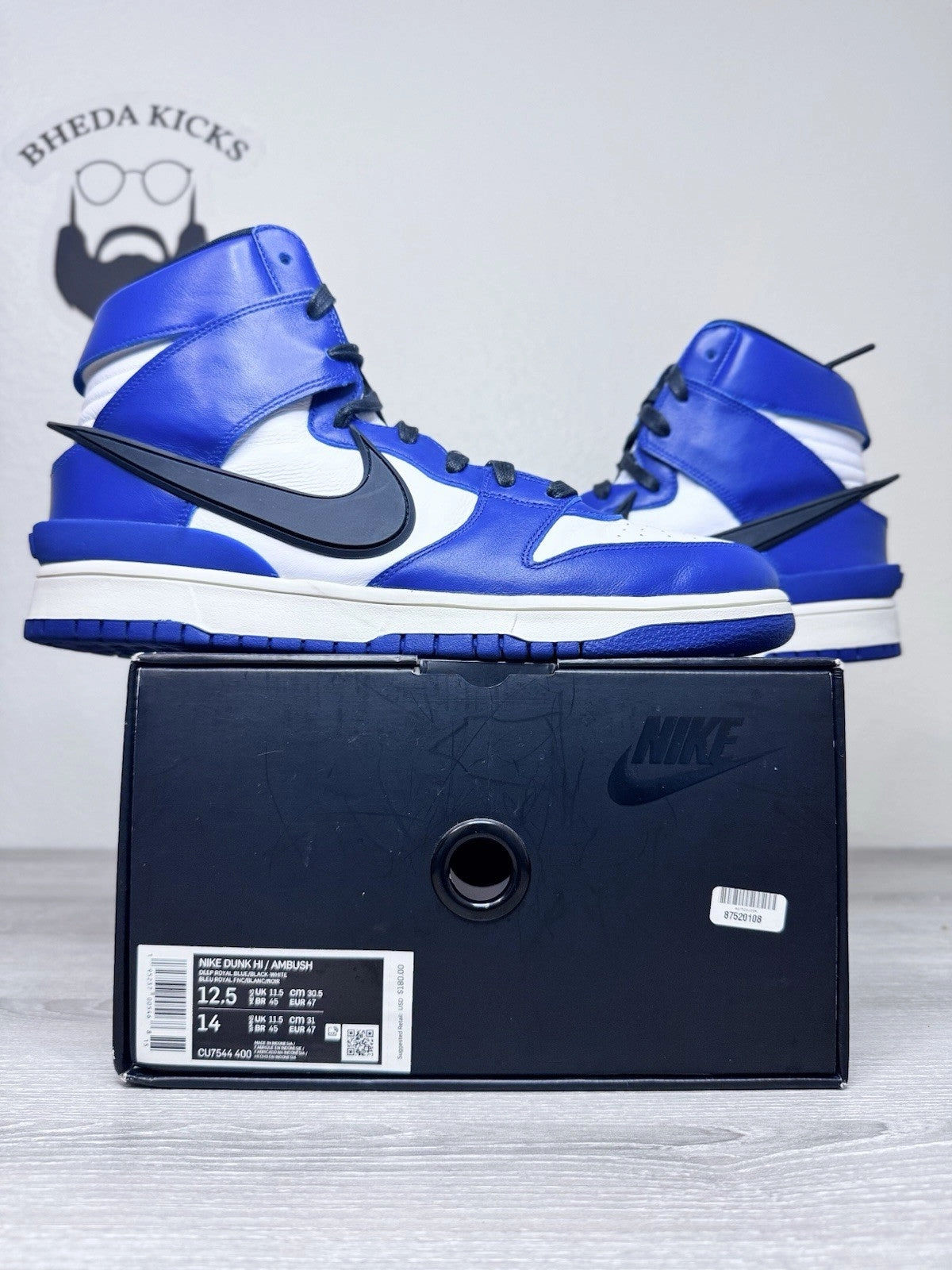 Asics Popular Shoes Size 12.5 - Nike AMBUSH x Dunk High Deep Royal CU7544-400 Preowned Authentic