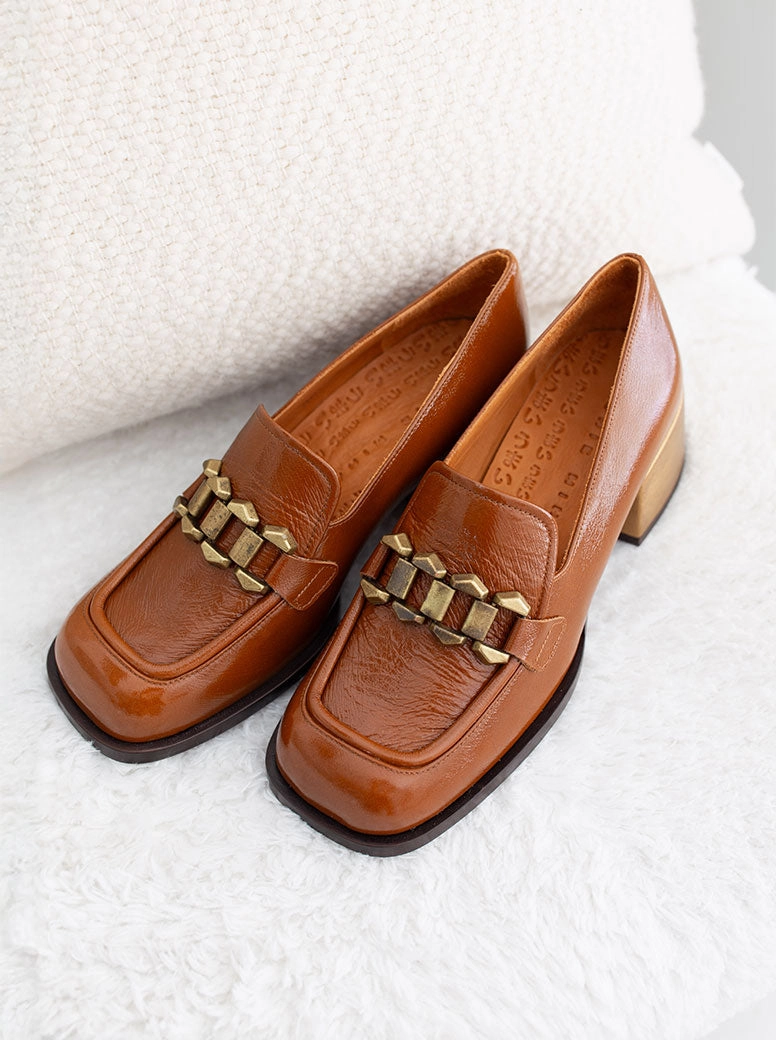 Bristol tan multi Chunky Loafers With Heels
