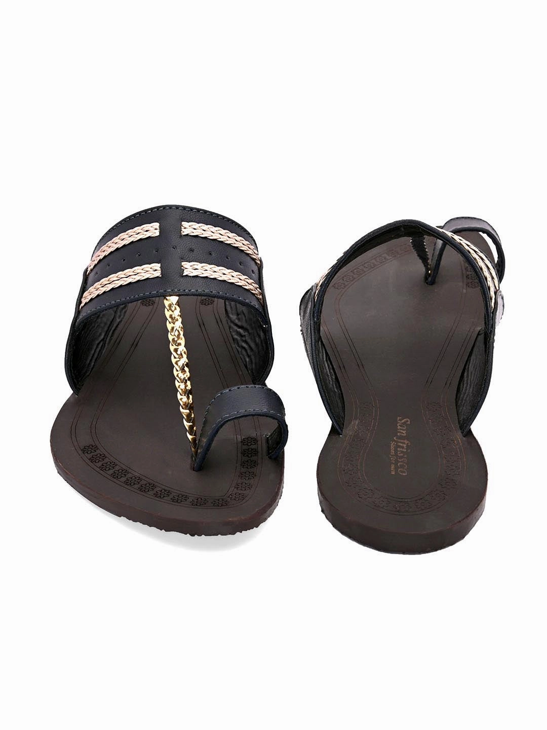 Gold Slippers Khadi Ethnic Kolhapuri Slippers