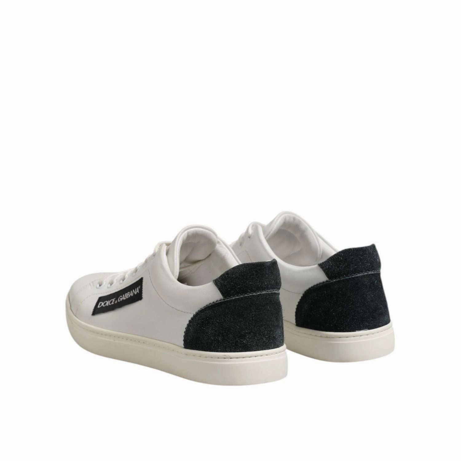 Dolce & Gabbana White Black Leather Lace Up Men Sneakers Shoes Best Sneakers For Healthcare Workers