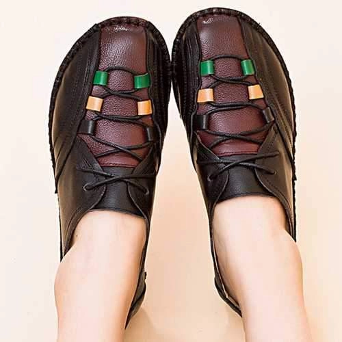 Mena Loafers Comfortable Leather Lace Up Loafers For Women