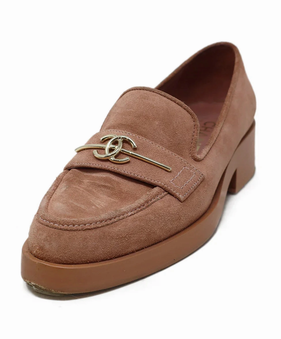 Heel Pads For Loafers Chanel Pink Suede & Gold Hardware Loafers sz 7.5