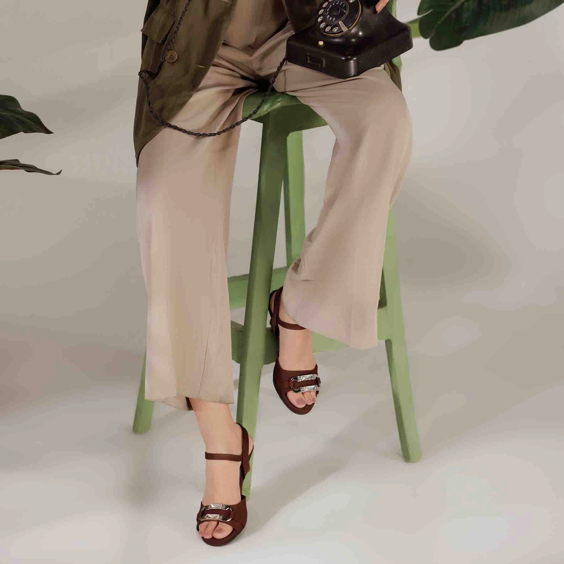 Brown Formal Sandal For Women FR5436 Sandals Low Heels