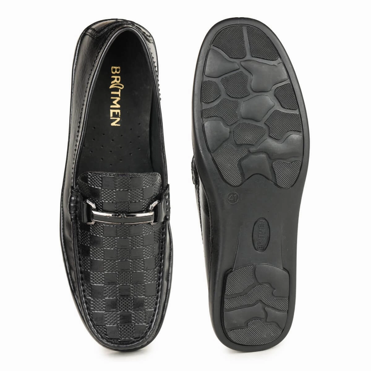 Milano Loafers Britmen S-18 Checkbox Pattern Horsebit Loafers For Men