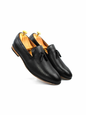 Pierced Black Tassel Loafers Dress Shoes Vs Loafers