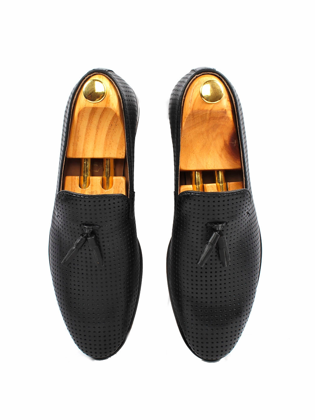 Loafers Chunky Pierced Black Tassel Loafers