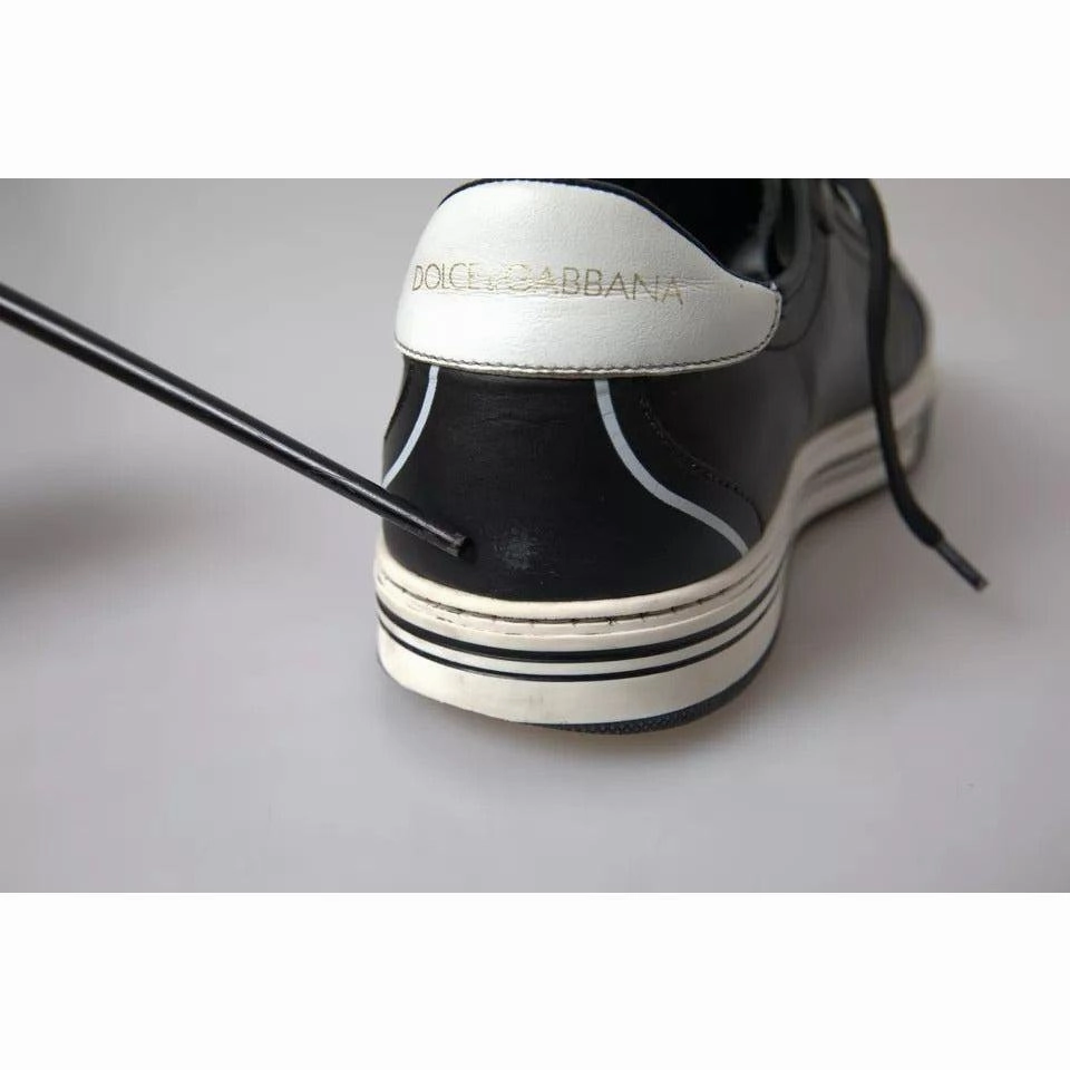 Dolce & Gabbana Black Leather Crown Milano Men Sneakers Shoes 14. NULL