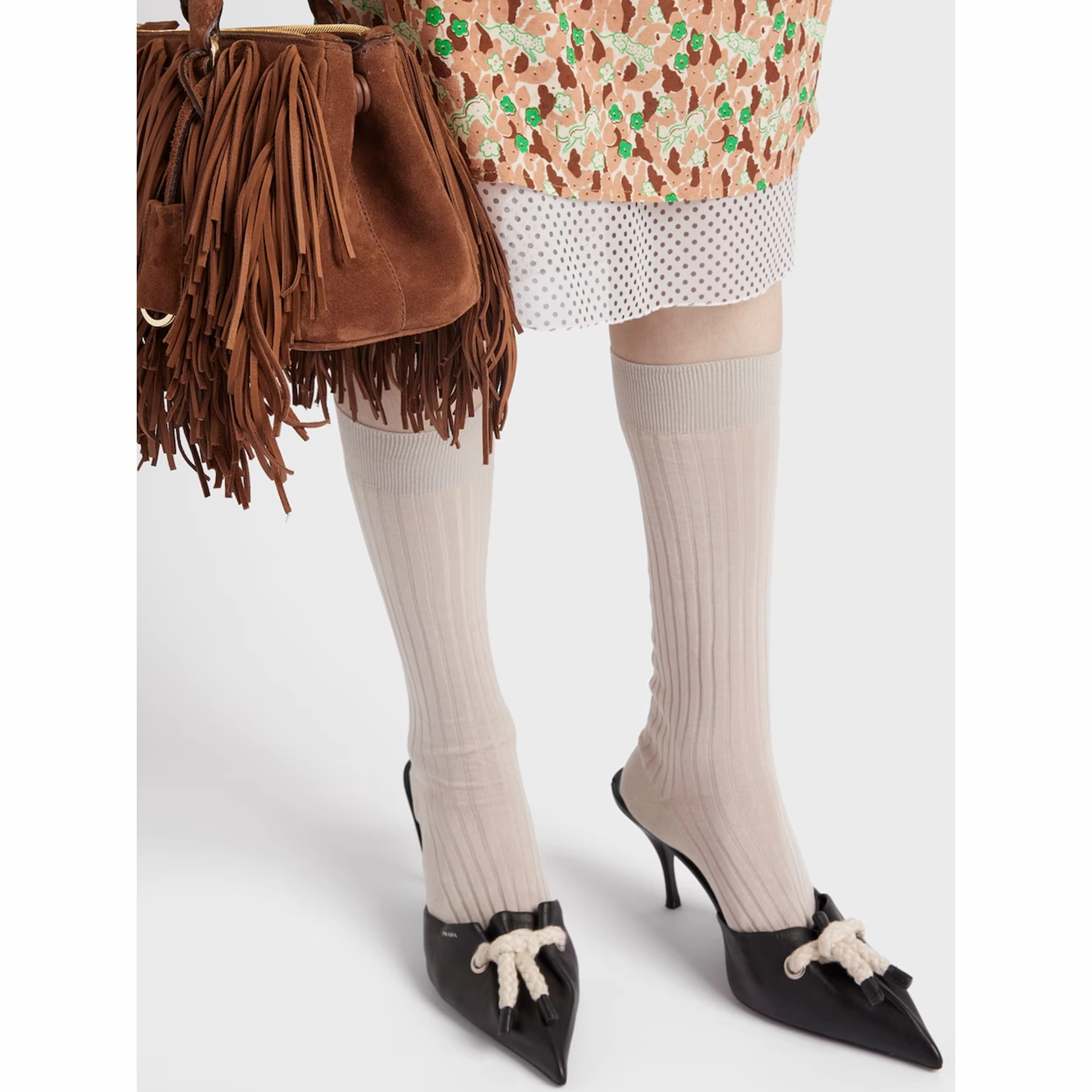 Little Heel Sandals Prada Black Nappa Leather Rope Detail  Sandals