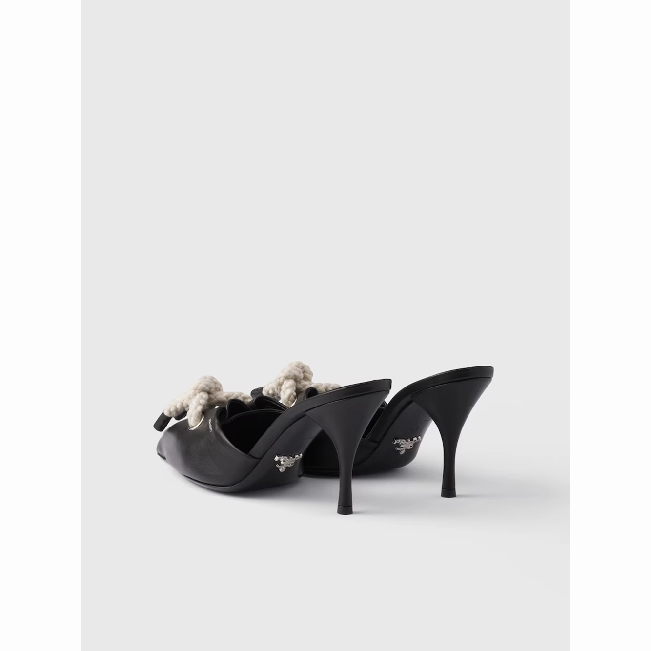 Andiamo Sandals Prada Black Nappa Leather Rope Detail  Sandals