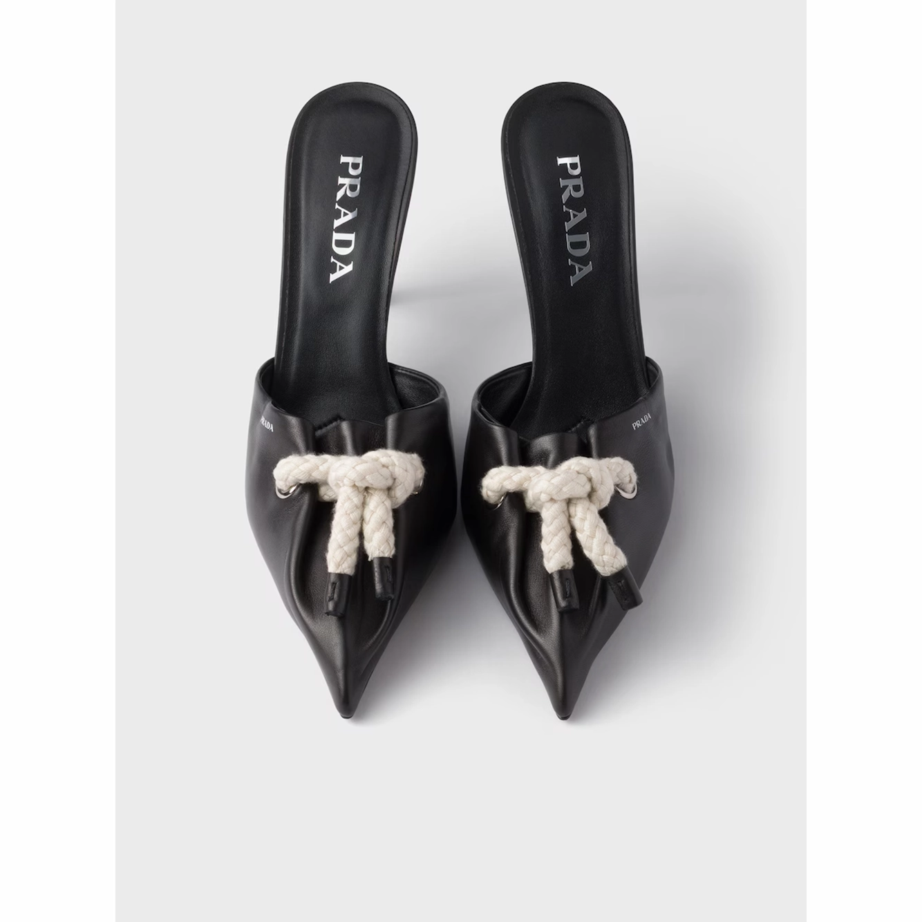 Prada Black Nappa Leather Rope Detail  Sandals Fall Sandals