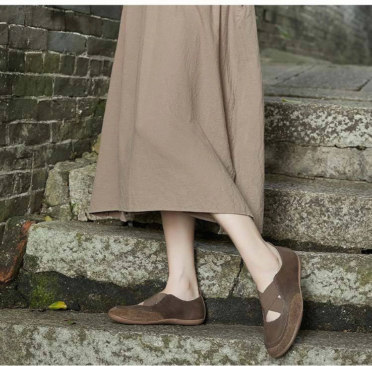 High Cut Casual Shoes Elastic Cross Belt Slip-On Women's Flats Shoes