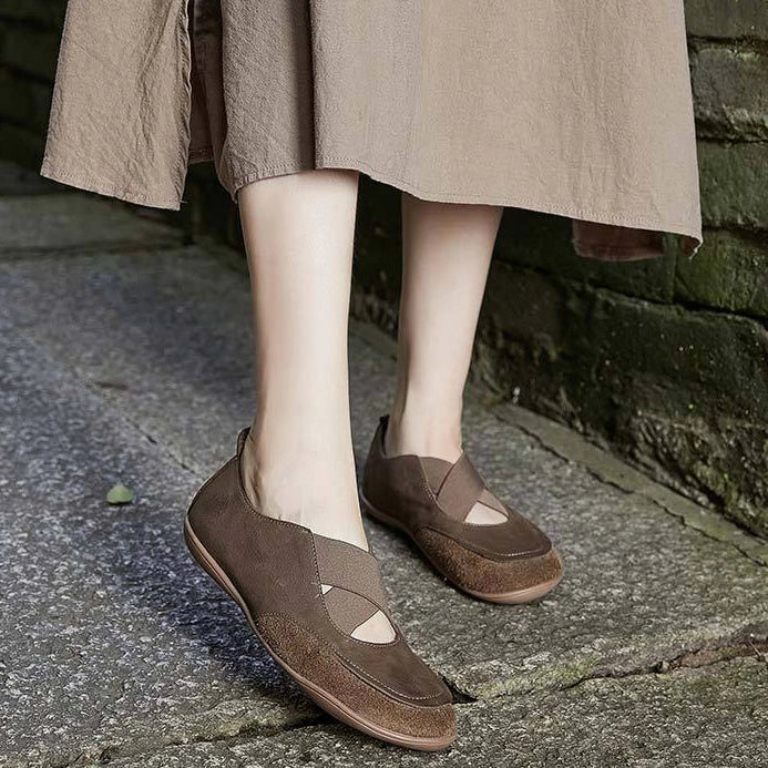 Casual Outfit With Shoes Elastic Cross Belt Slip-On Women's Flats Shoes