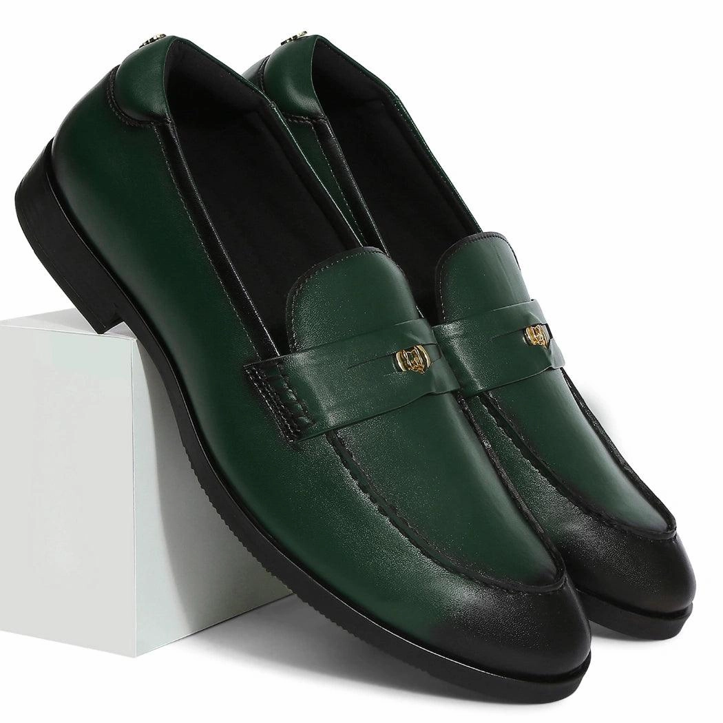 Loafers In Suede Elbono- Forest Green Penny Slip On