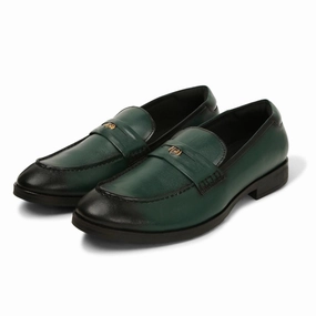 Elbono- Forest Green Penny Slip On Loafers Walk