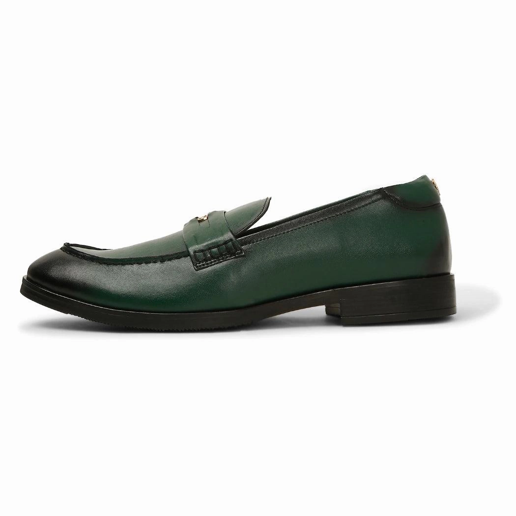 Elbono- Forest Green Penny Slip On Extra Wide Loafers