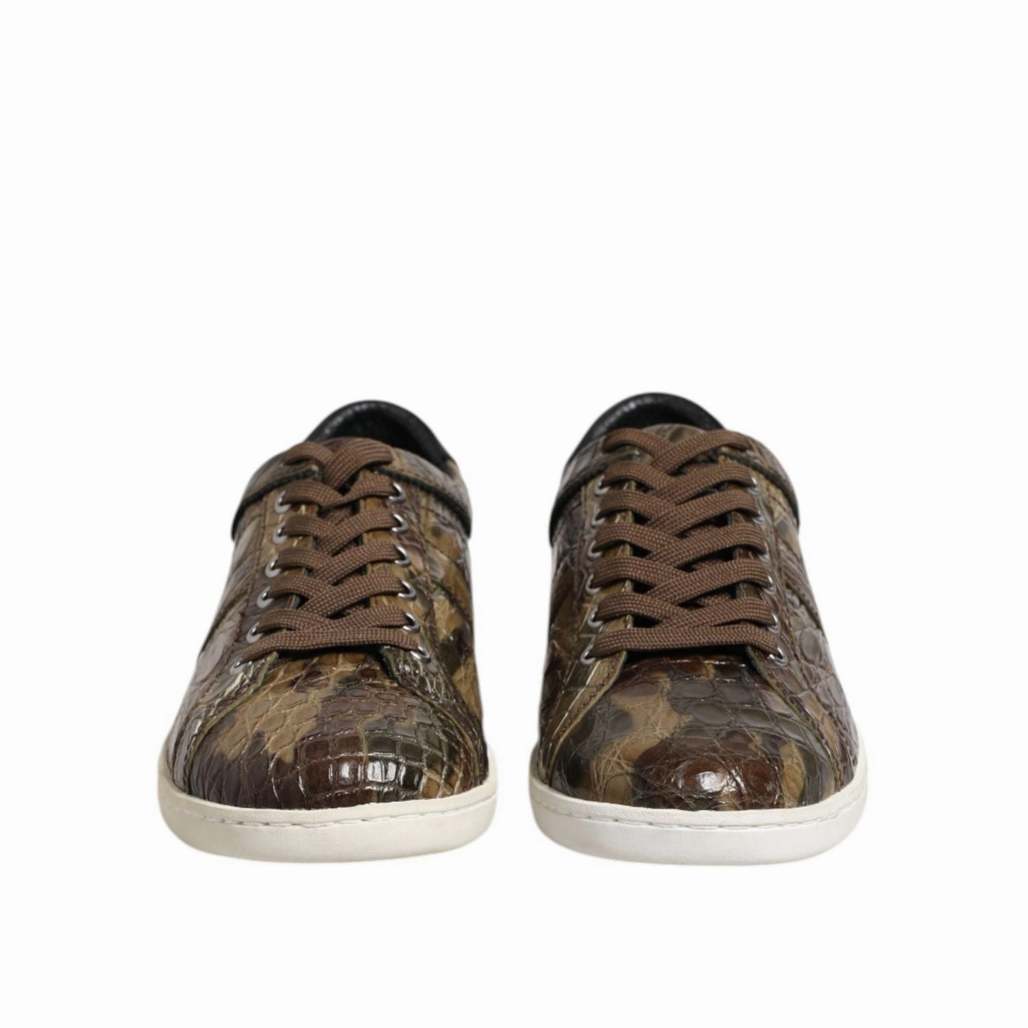 Good Sneakers For Hiking Dolce & Gabbana Brown Exotic Leather Low Top Sneakers Shoes