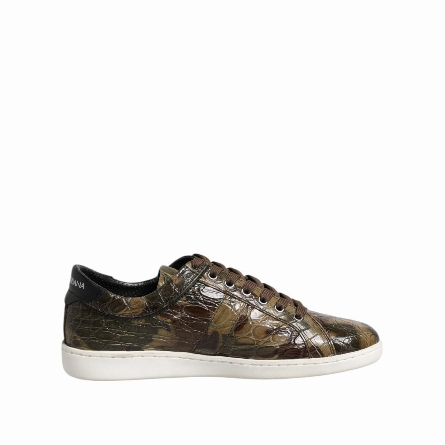 Dolce & Gabbana Brown Exotic Leather Low Top Sneakers Shoes Sneakers With Removable Insoles