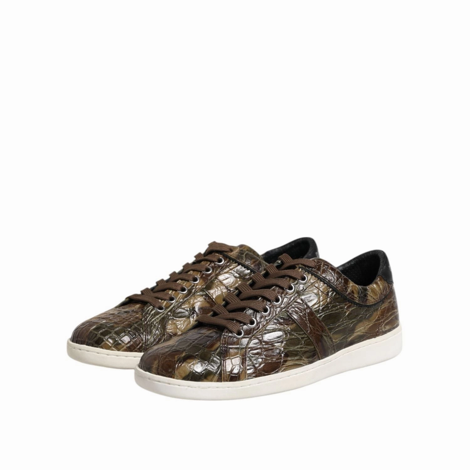 Best Sneakers For Weightlifting Dolce & Gabbana Brown Exotic Leather Low Top Sneakers Shoes