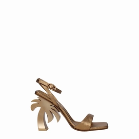 Palm Angels Gold Leather Platform Sandals Sandals Bed Stu