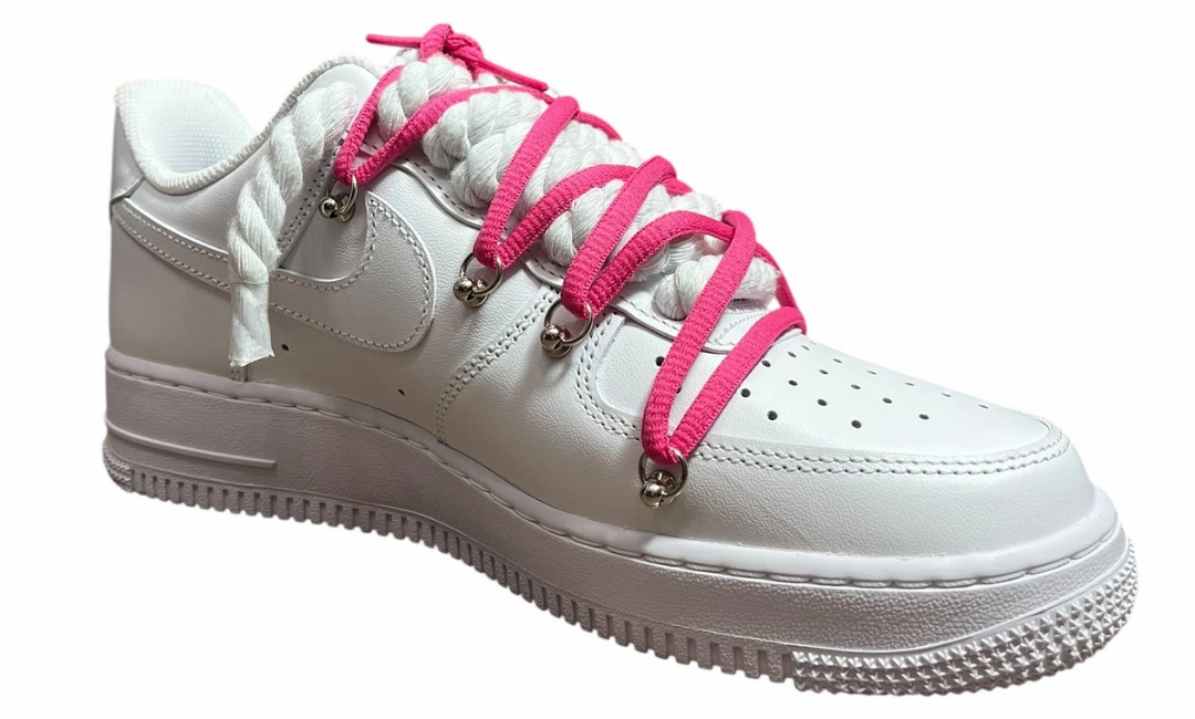 Asics Shoe Stores Near Me Nike Air Force 1 White Double Rope Laces White/Pink