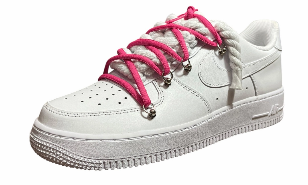 Shot Put Shoes Asics Nike Air Force 1 White Double Rope Laces White/Pink