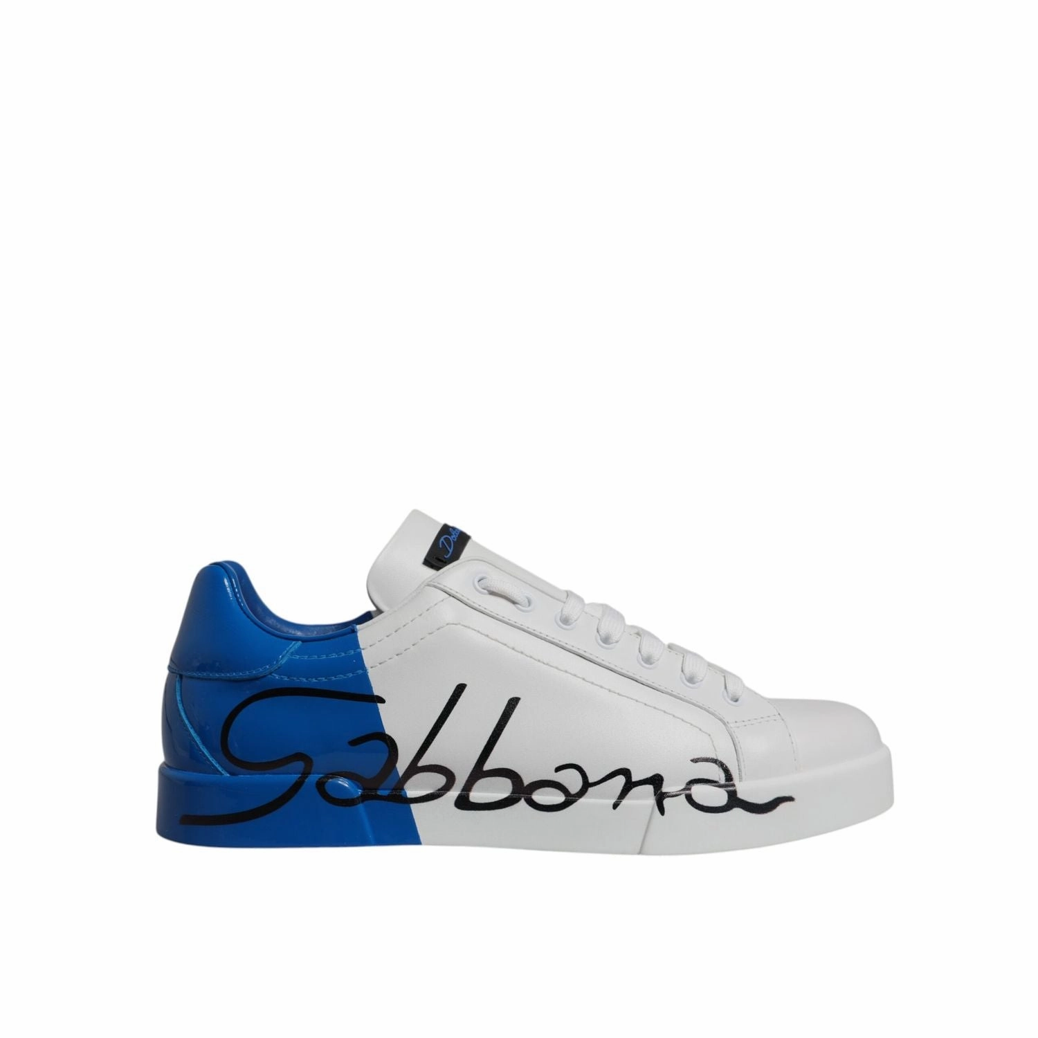 Sneakers For Running Dolce & Gabbana White Blue Leather Logo Low Top Sneakers Shoes