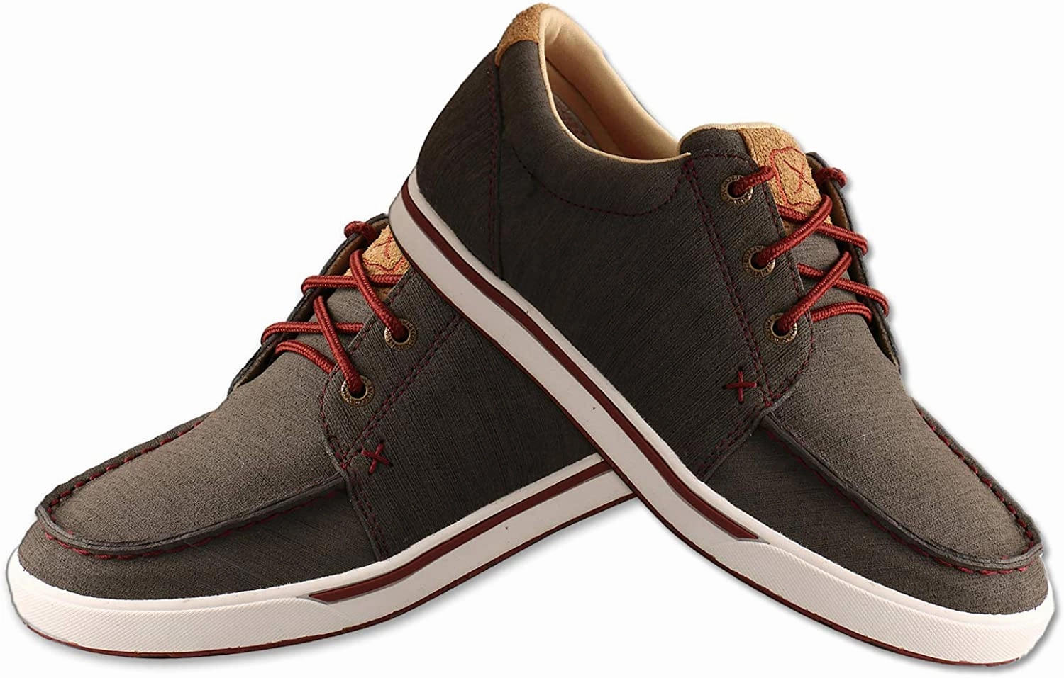 Twisted X Women's Kicks - Casual Sneakers Made with Hybrid Performance Leather, ecoTweed Lining, and Blended Rice Husk Outsole, Dark Grey & Barn Red, 8.5 M Sperry Leather Sneakers