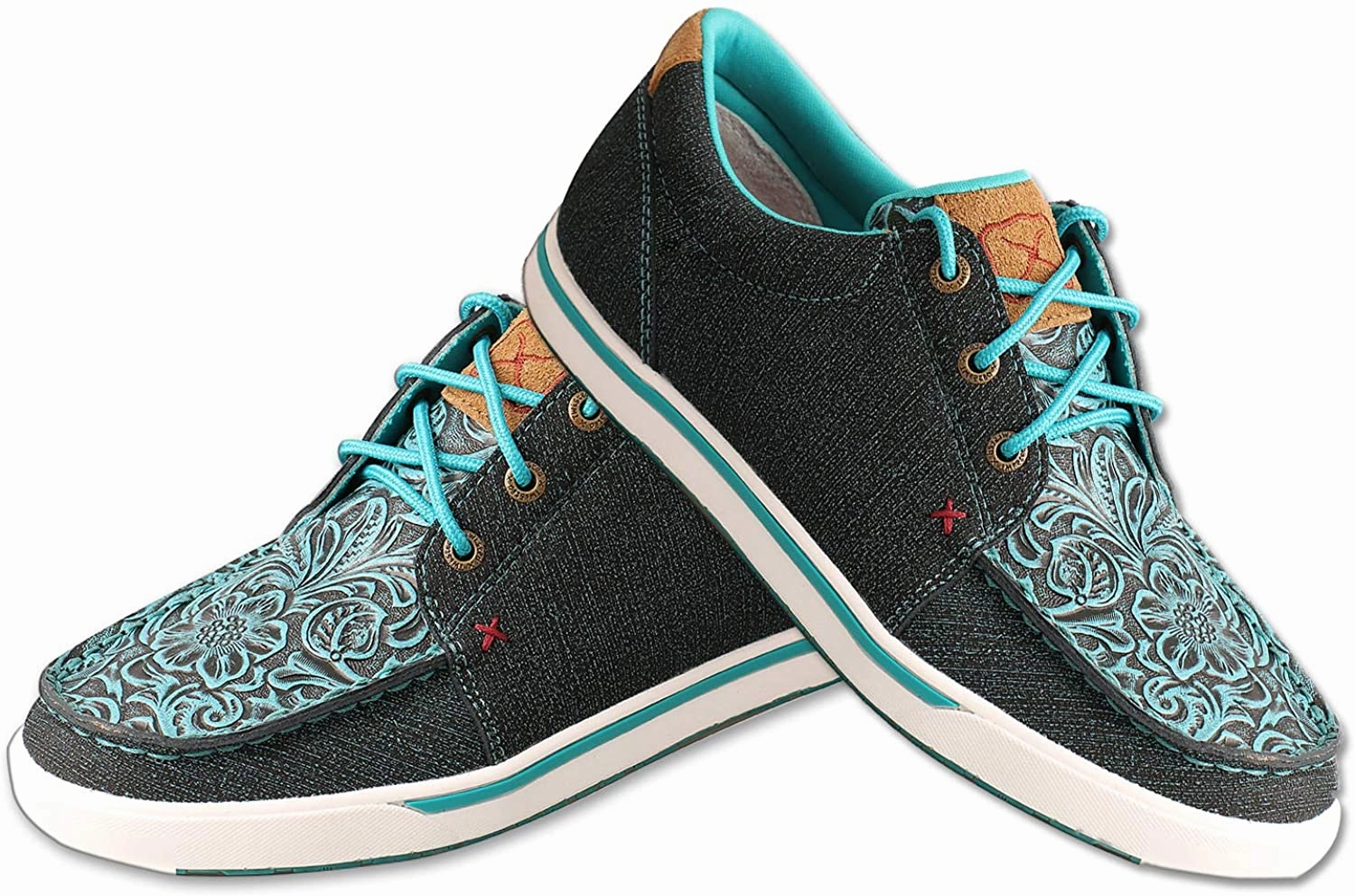 Twisted X Women's Kicks - Casual Sneakers Made with Hybrid Performance Leather, ecoTweed Lining, and Blended Rice Husk Outsole, Dark Grey & Barn Red, 8.5 M Easy Rider Sneakers