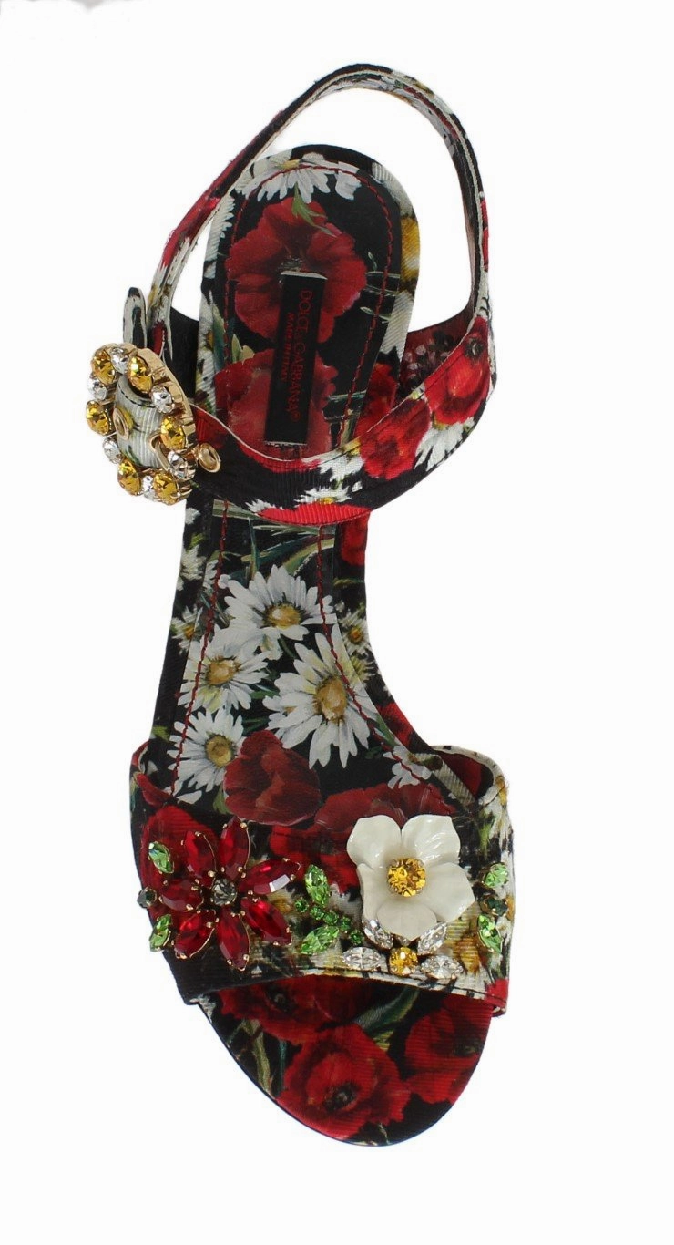 Exuma Sandals Multicolor Brocade Floral Ankle Strap Sandals