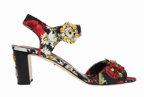 Swords And Sandals 3 Multicolor Brocade Floral Ankle Strap Sandals