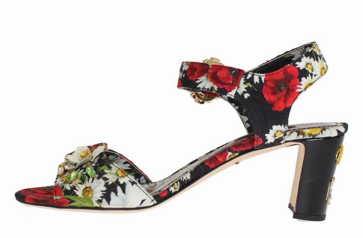 Multicolor Brocade Floral Ankle Strap Sandals Jeffrey Campbell Platform Sandals