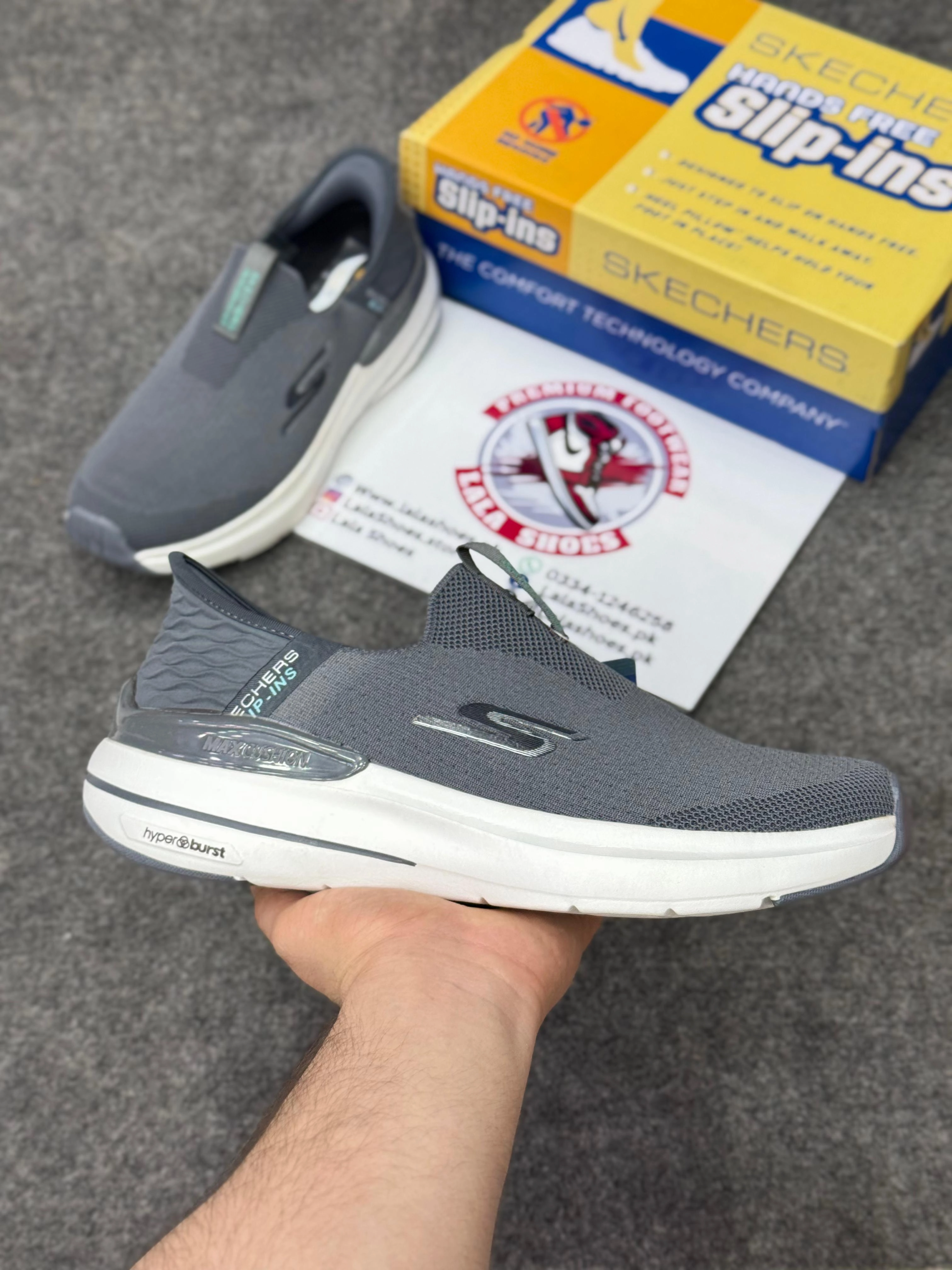 Best Shoes For Running And Working Out Skechers Slip-ins: Max Cushioning Hyper Burst Grey white, Air-Cooled Memory Foam