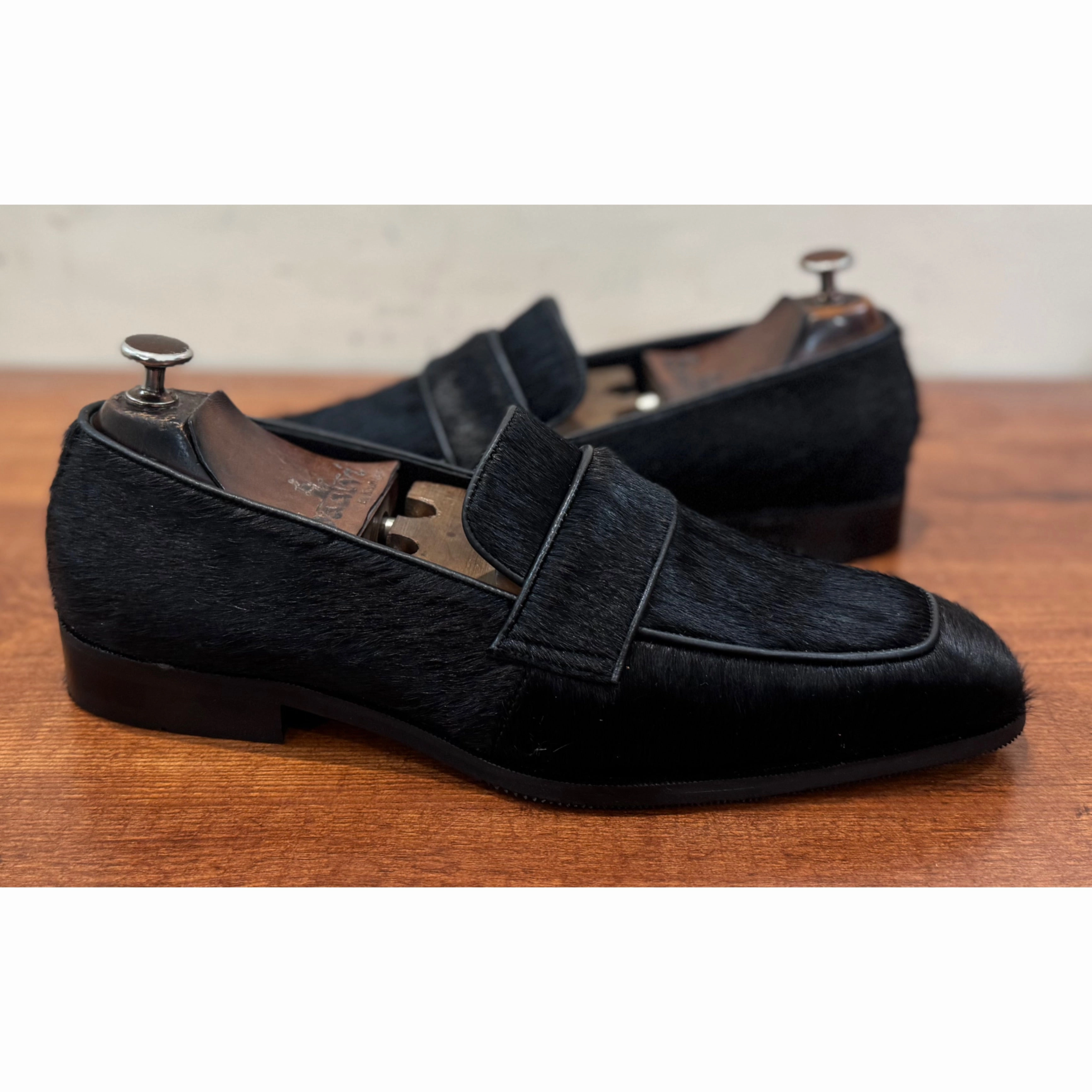 Suede Loafers Hairon Leather Loafers Black