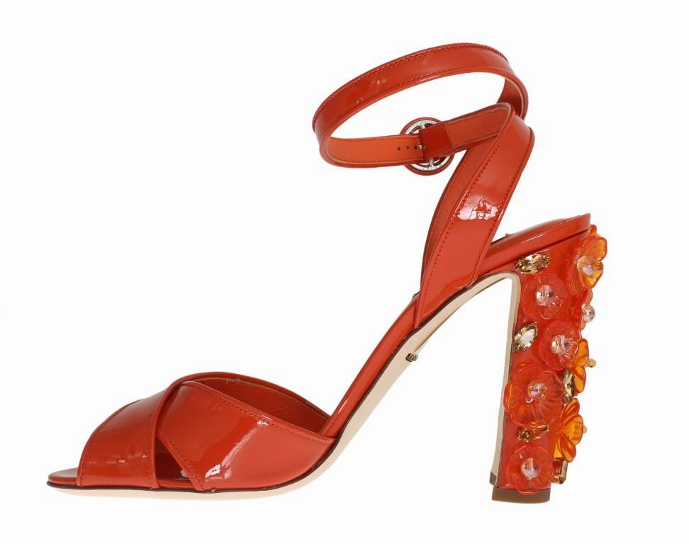 Tulum Sandals Orange Leather Crystal Sandals