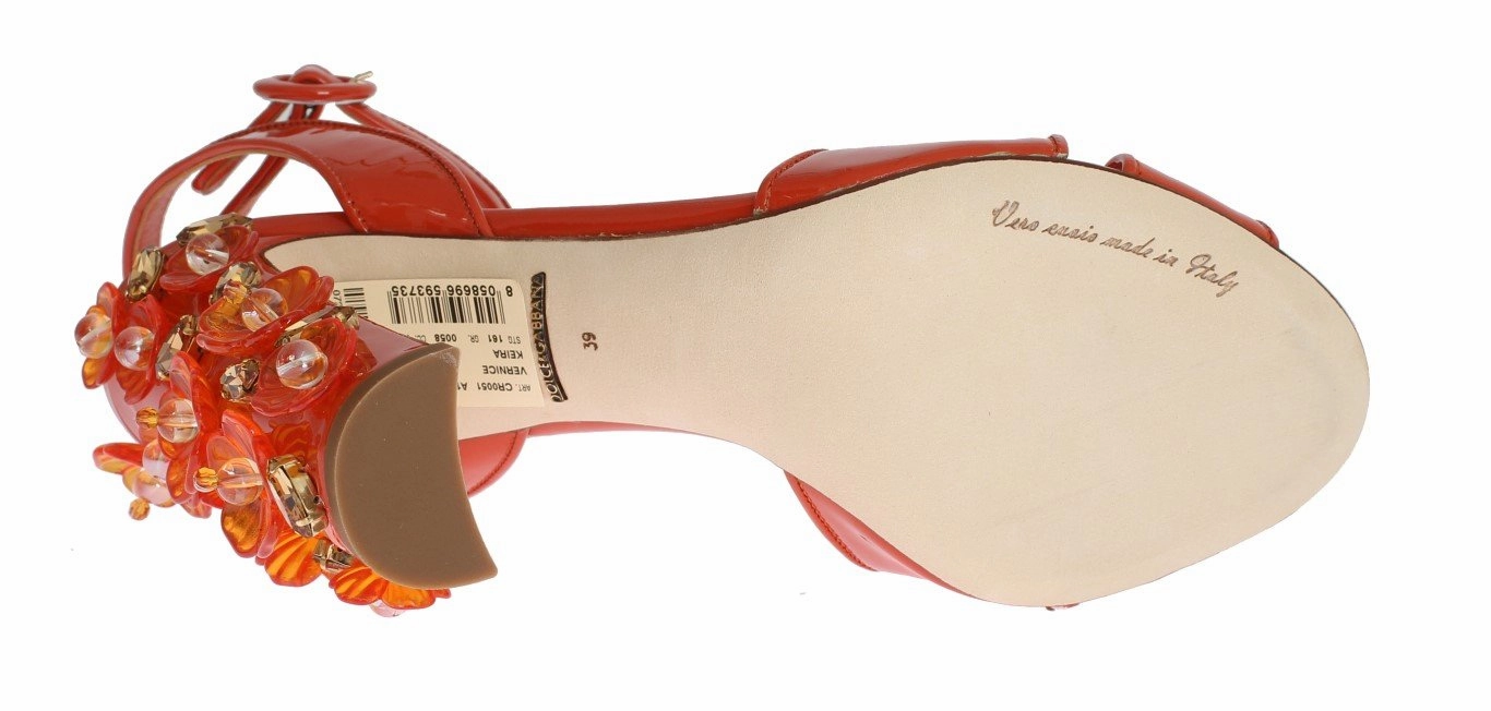 Sandals Halcyon Beach Castries Saint Lucia Orange Leather Crystal Sandals