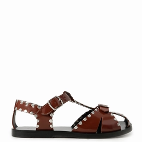Salis Pasley Flat Sandal, Russet Flat Sole Shoes Formal