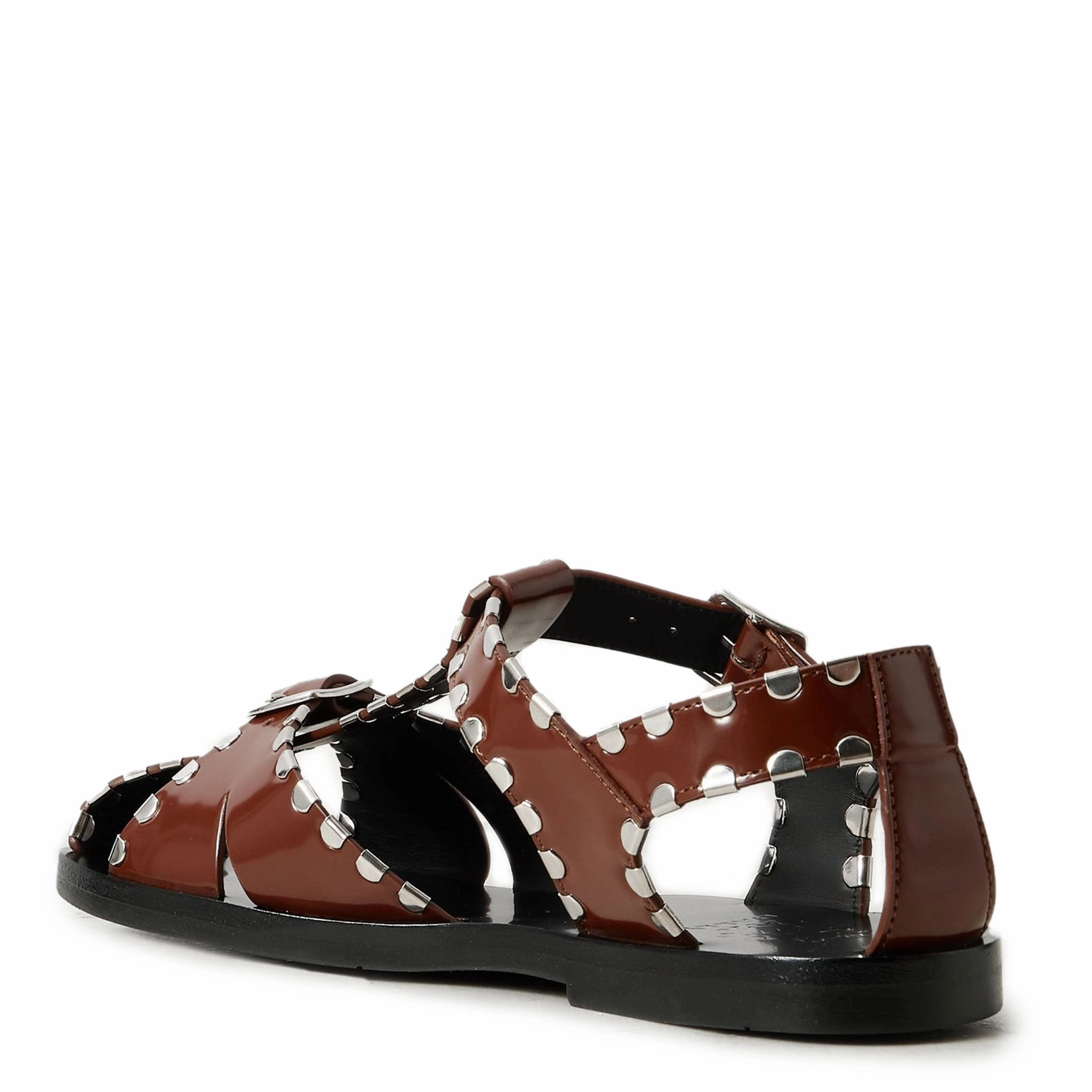 Salis Pasley Flat Sandal, Russet Ballet Flat Shoes With Ankle Strap
