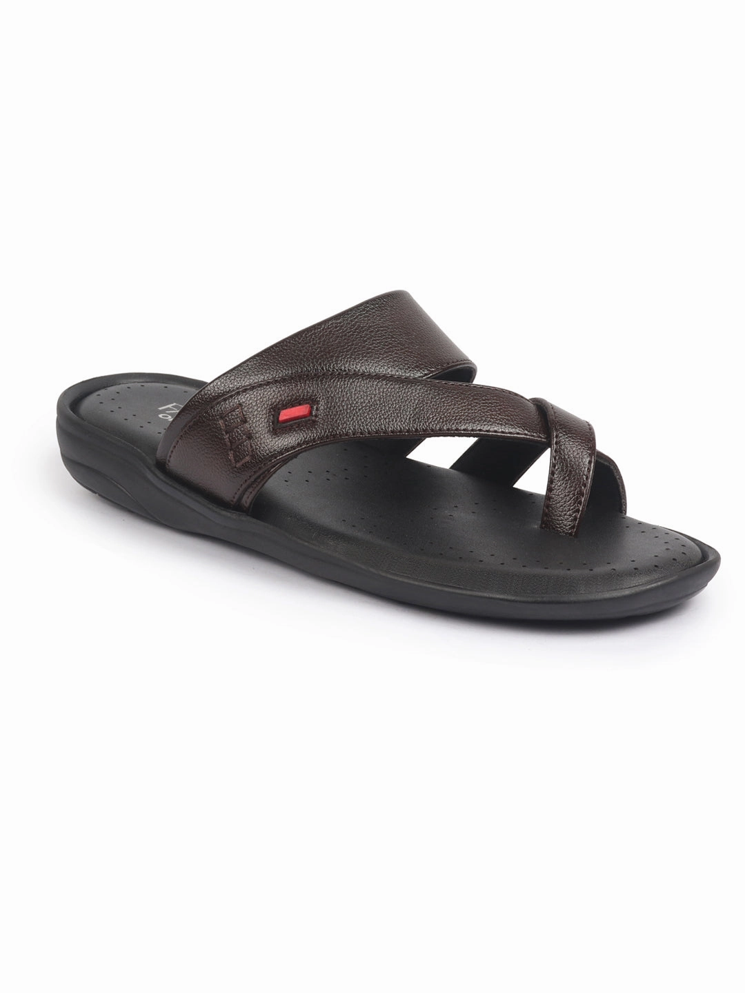 Ariate Slippers FAUSTO Men Brown Toe Ring Flat Dress Slipper With Memory Cushioned|Multi Strap Slipper For Evening|Slippers For Kurta