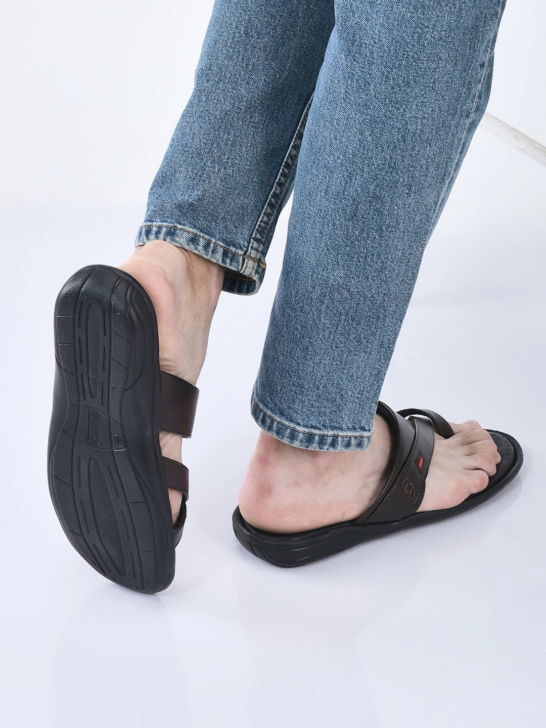 Disney Slippers FAUSTO Men Brown Toe Ring Flat Dress Slipper With Memory Cushioned|Multi Strap Slipper For Evening|Slippers For Kurta