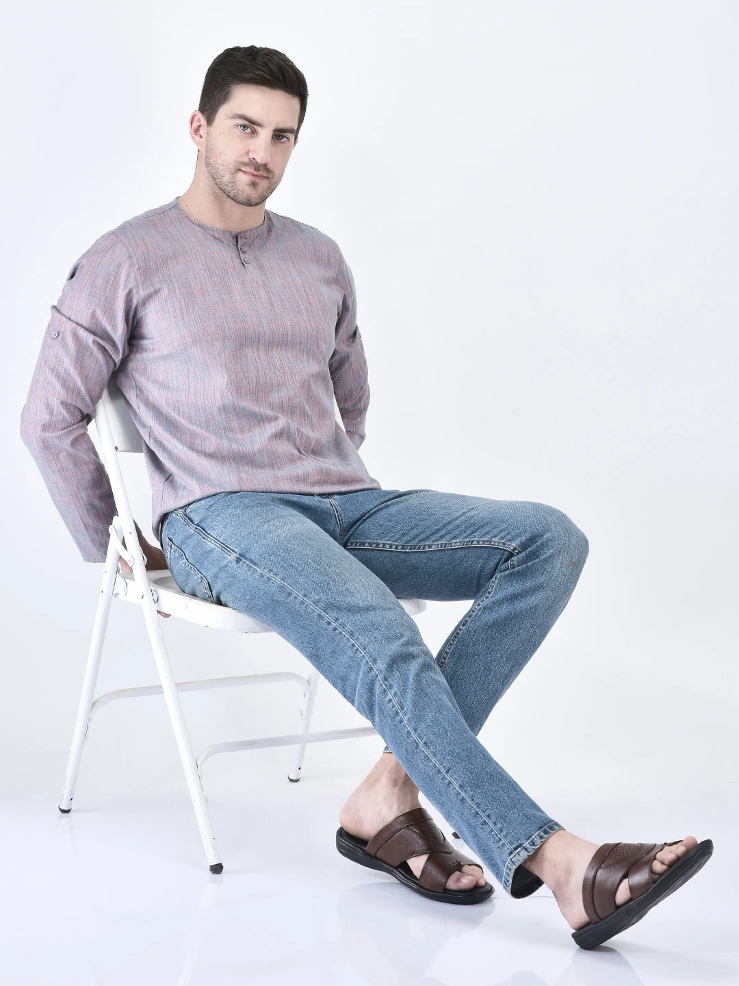 Goth Slippers FAUSTO Men Tan Open Toe Broad Feet Slipper With Memory Cushion|Comfortable Gents Slipper|Sandals For Kurta