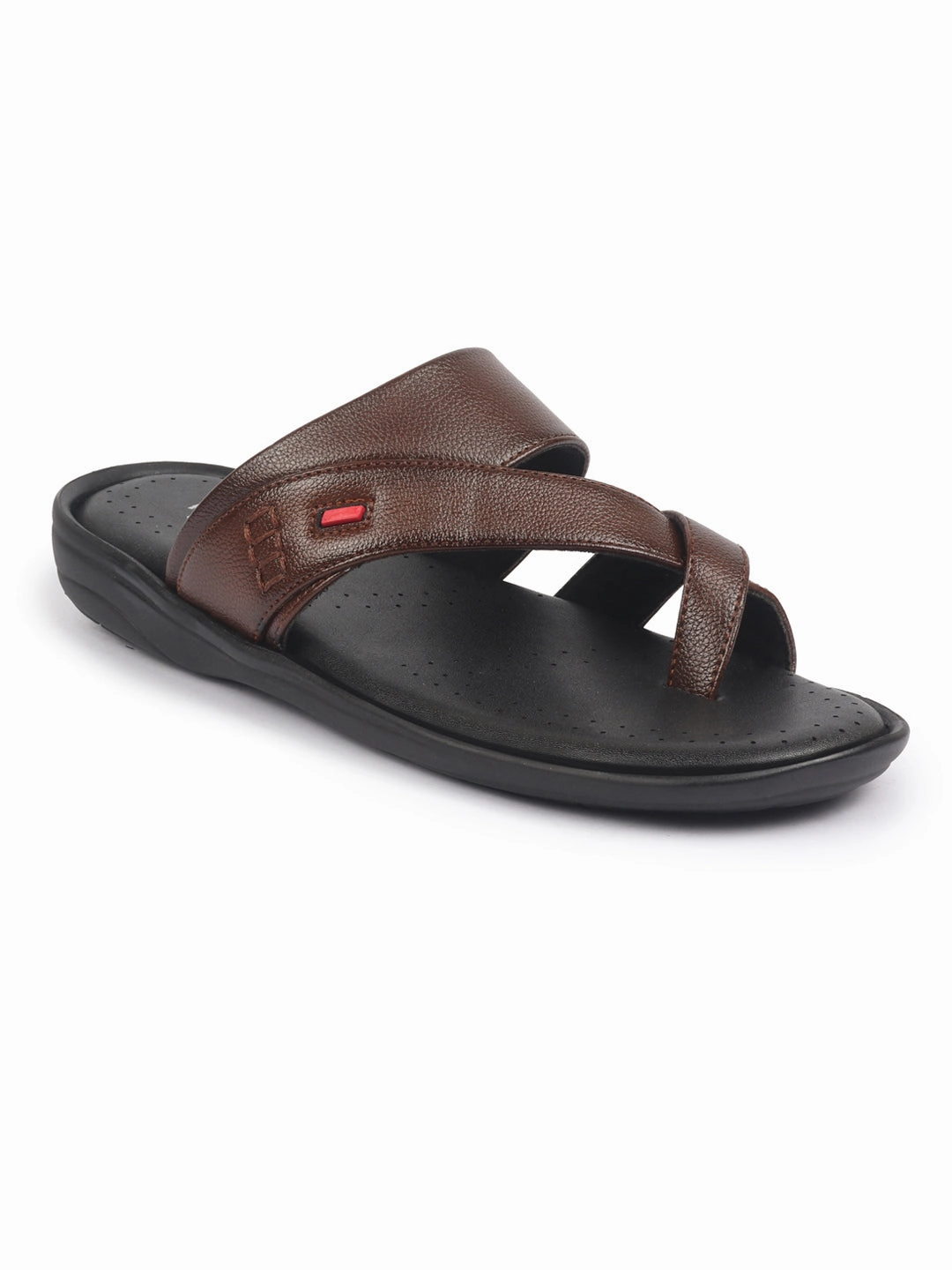 Warming Slippers FAUSTO Men Tan Toe Ring Flat Dress Slipper With Memory Cushioned|Multi Strap Slipper For Evening|Slippers For Kurta