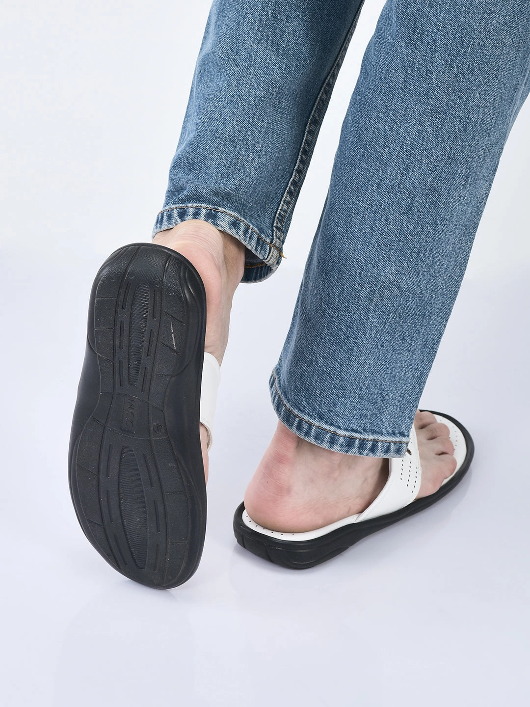 Iron Man Slippers FAUSTO Men White Open Toe Flip-Flop Slippers With Memory Cushion|Outdoor Slipper For Men